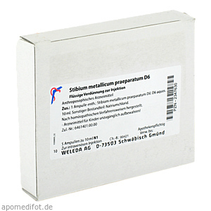 STIBIUM METALLICUM PRAEPARATUM D 6 Ampullen